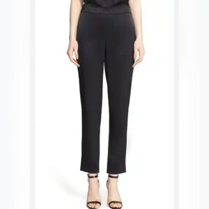 ST JOHN Ponte Knit Ankle Pull On Trousers Pants Black Sz 4 Designer Quiet Luxury